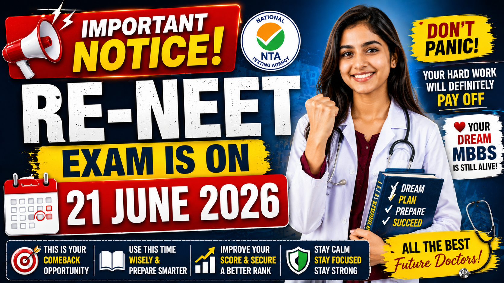 Important Notice: RE-NEET Exam Scheduled on 21 June 2026